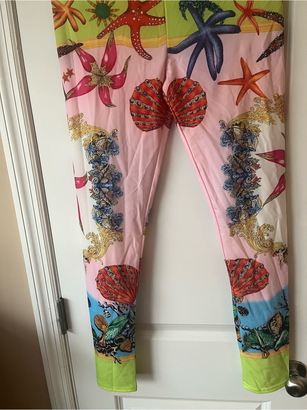 NWOT Women’s Designer Inspired Marine and Starfish Print Leggings Asian Size XL - Picture 3 of 9